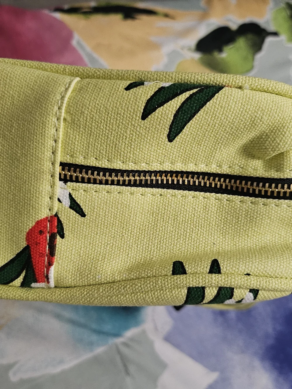 Marc Jacobs Fragrances Floral Cosmetic Pouch - Lime Green with Red Accents